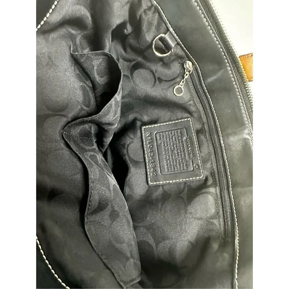 Coach Black and White Bucket Bag LO43-1842 Canvas Leather Black